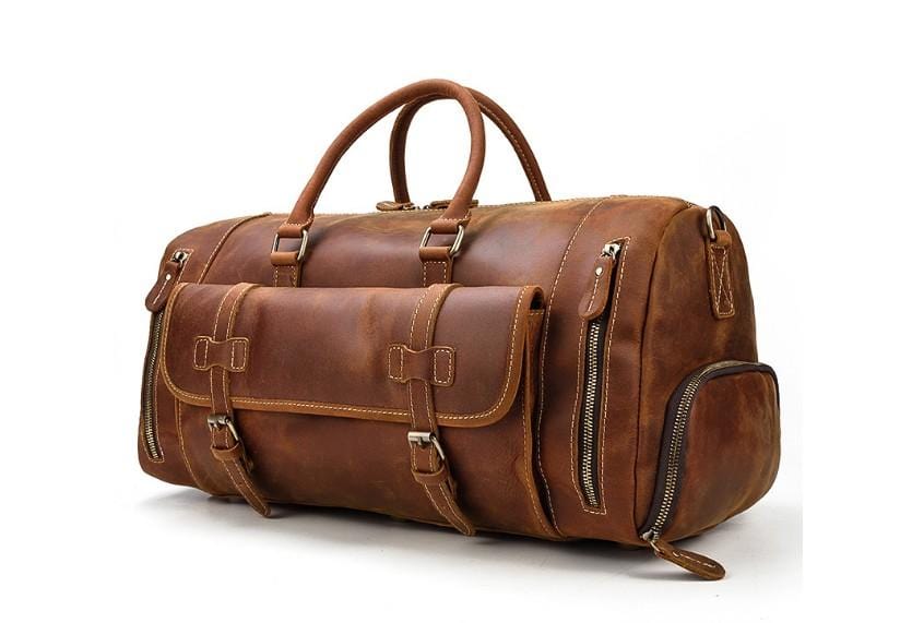 Brown Leather Weekender Bag & Travel Duffel for Men and Women