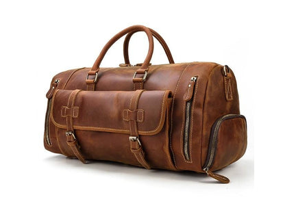 Brown Leather Weekender Bag & Travel Duffel for Men and Women