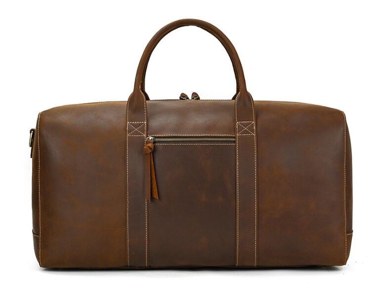 Brun Læder Duffle Bag Til Mænd