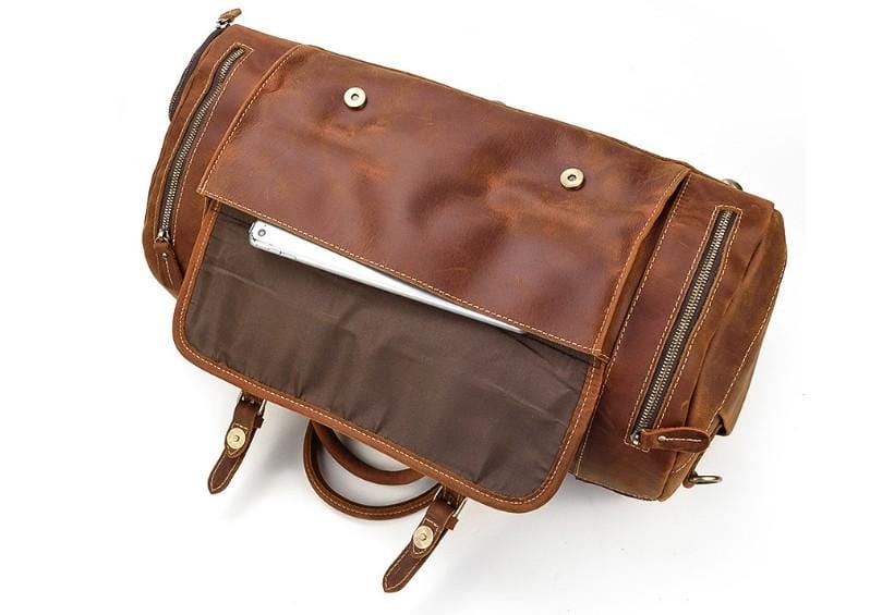 Brown Leather Weekender Bag & Travel Duffel for Men and Women