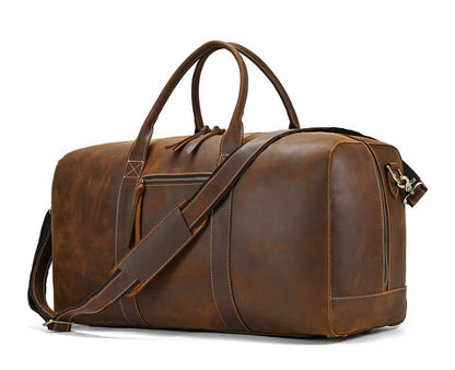Brun Læder Duffle Bag Til Mænd