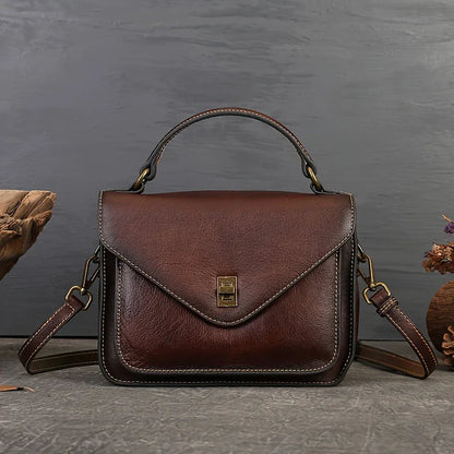 Genuine Leather Women's Retro Postman Crossbody Bag