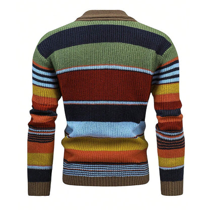 H&L Men's Colorblock Lapel Sweater Jacket