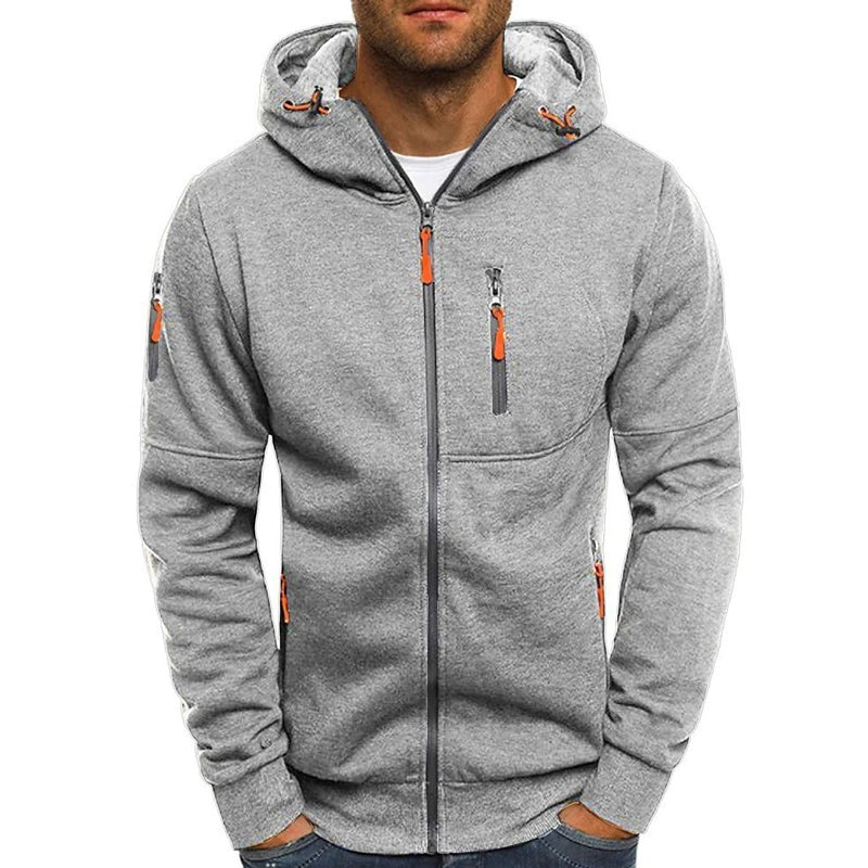 H&L Men's Casual Cotton Blend Zipper Hooded Slim Fit Sports Jacket