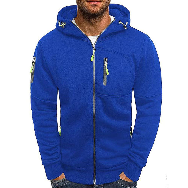 H&L Men's Casual Cotton Blend Zipper Hooded Slim Fit Sports Jacket