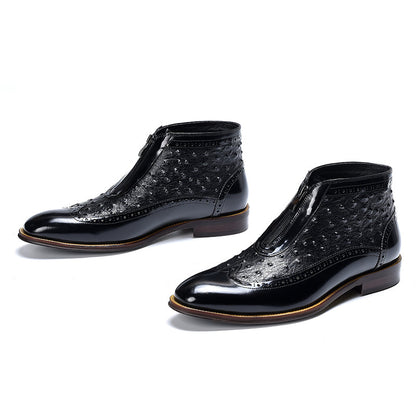 Men’s Two-Tone Leather Zipper Boots