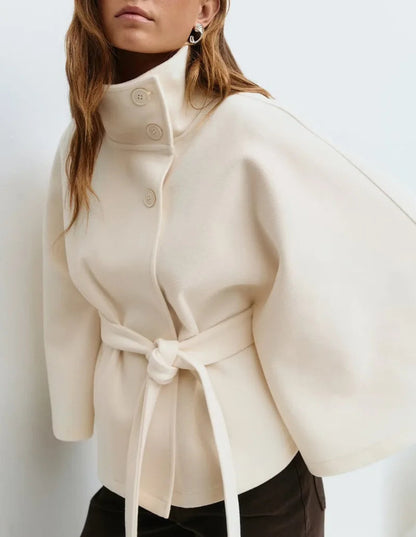 Marcella Wide-Sleeve Cape Coat