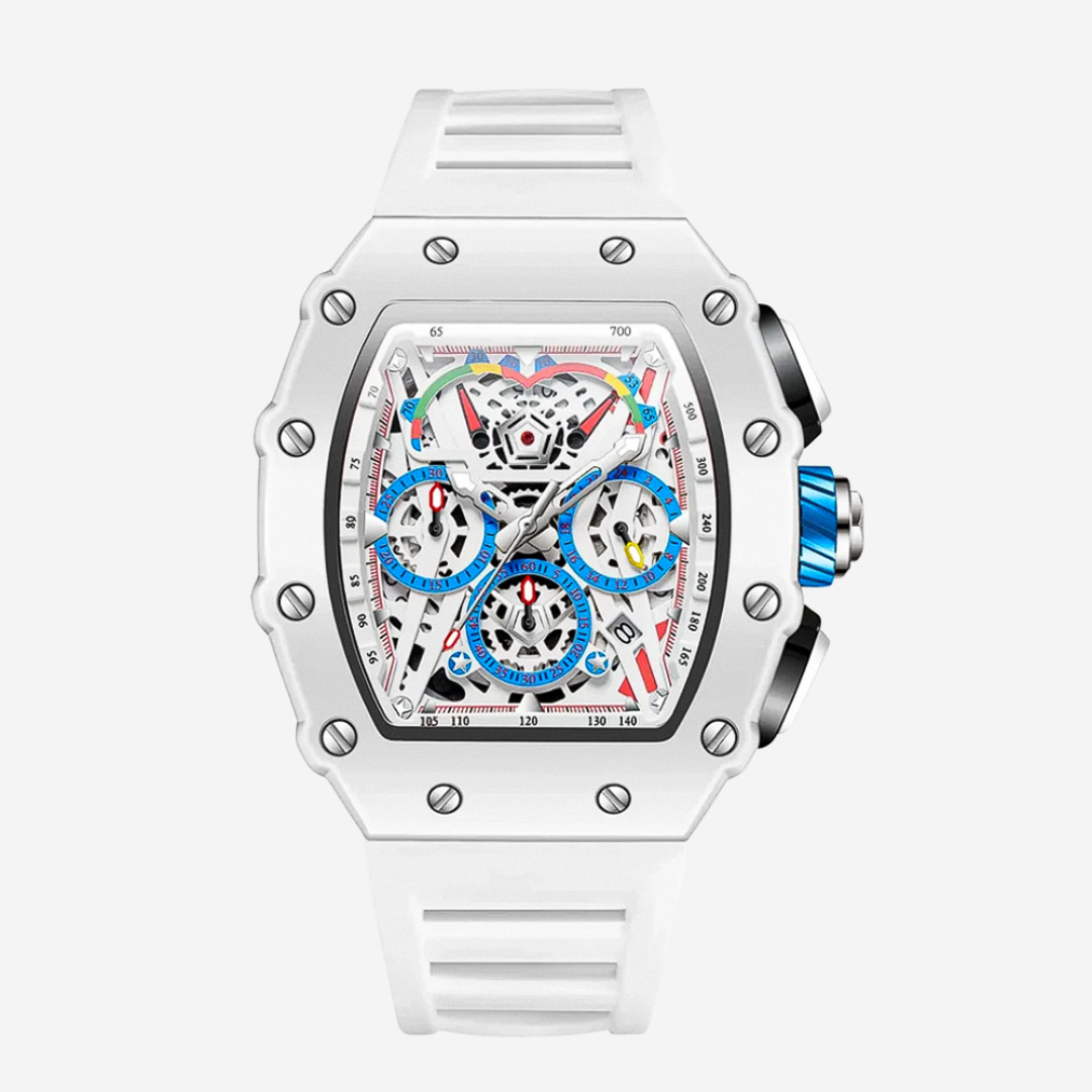 Cairo | Colour-Popped Skeleton Dial Futuristic Watch | 41mm
