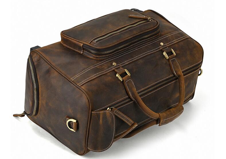 Weekend læder herre duffel rejsetaske