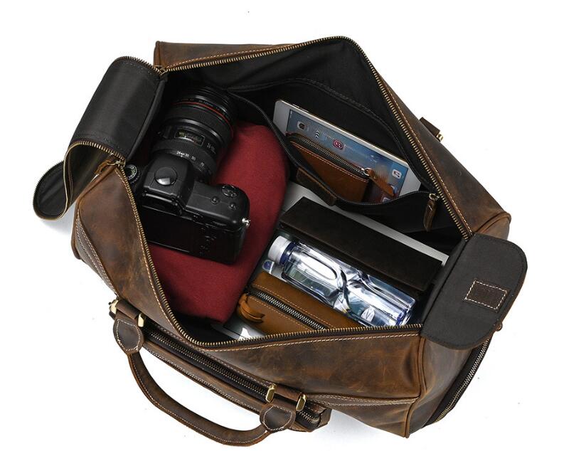 Weekend læder herre duffel rejsetaske