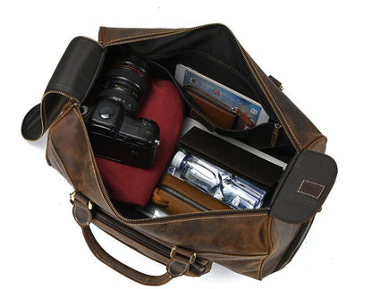 Weekender Leather Men's Duffle Travel Wheeled Bag