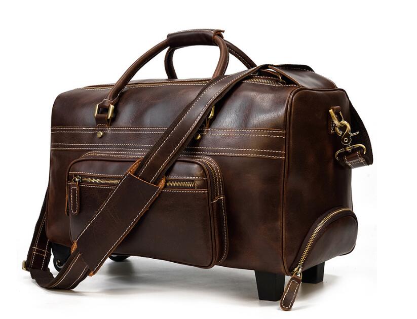 Weekend læder herre duffel rejsetaske