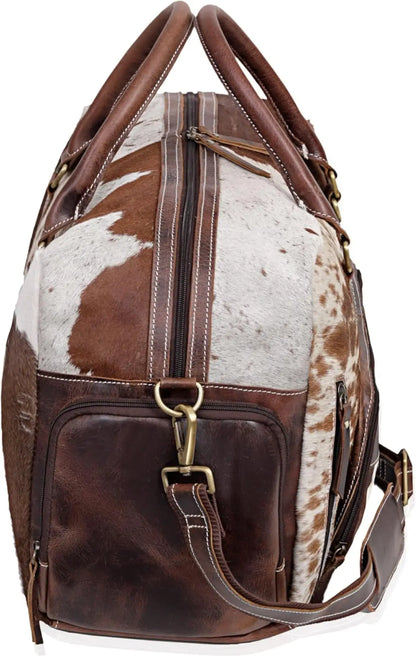 Premium Cowhide Leather Duffle Bag | Unisex Travel Weekender Bag