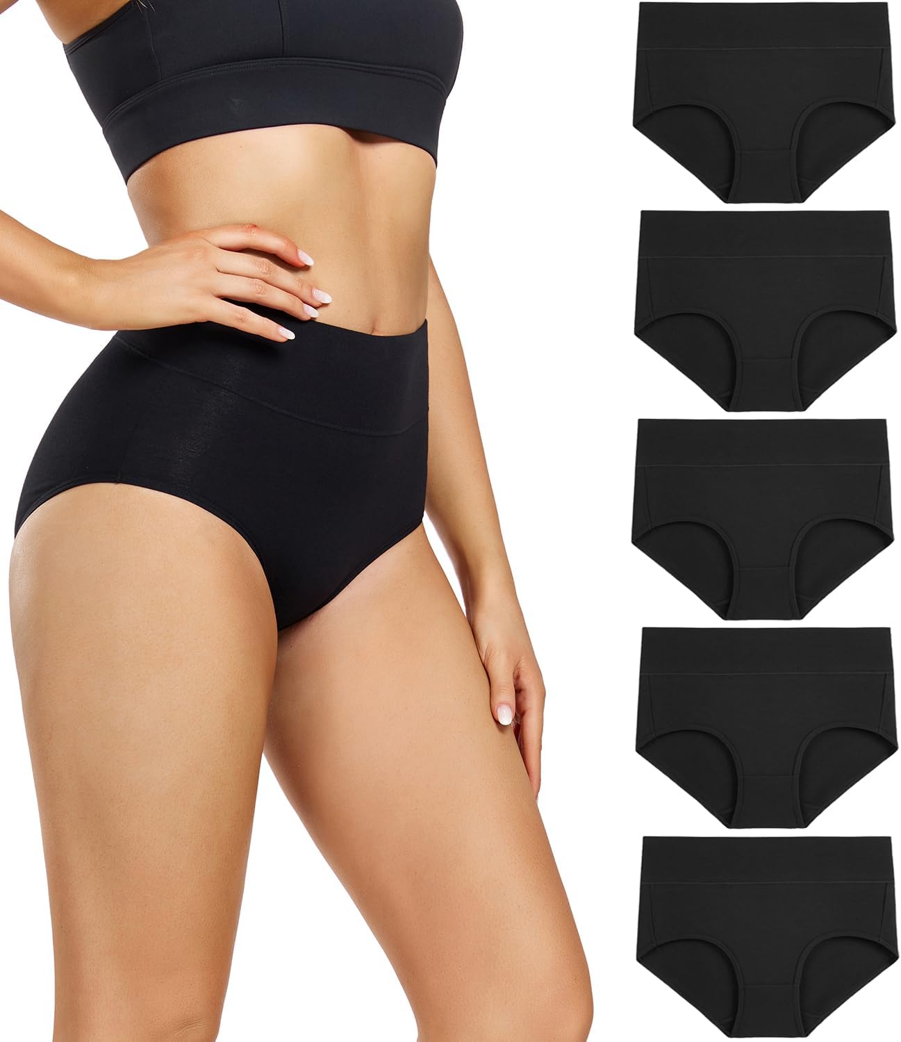wirarpa Women's Waist-High Briefs, Microfibre Panties, Briefs, Underwear with High Waist, Ultra Soft