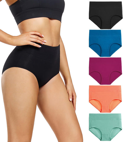 wirarpa Women's Waist-High Briefs, Microfibre Panties, Briefs, Underwear with High Waist, Ultra Soft
