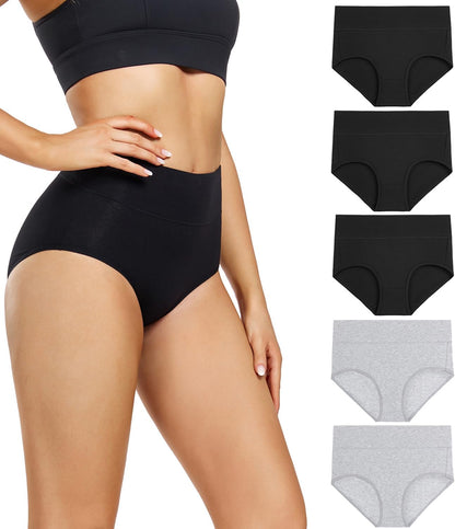 wirarpa Women's Waist-High Briefs, Microfibre Panties, Briefs, Underwear with High Waist, Ultra Soft