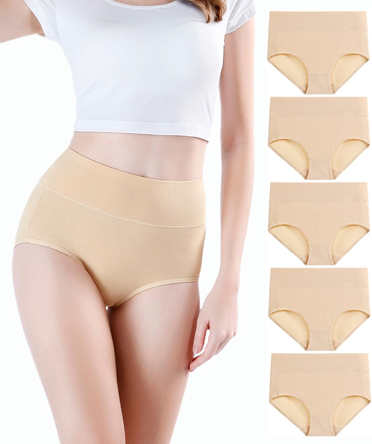 wirarpa Women's Waist-High Briefs, Microfibre Panties, Briefs, Underwear with High Waist, Ultra Soft