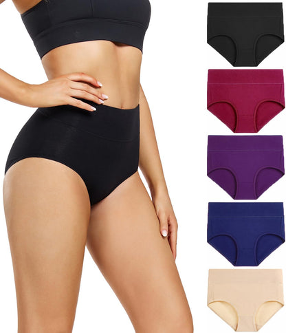 wirarpa Women's Waist-High Briefs, Microfibre Panties, Briefs, Underwear with High Waist, Ultra Soft