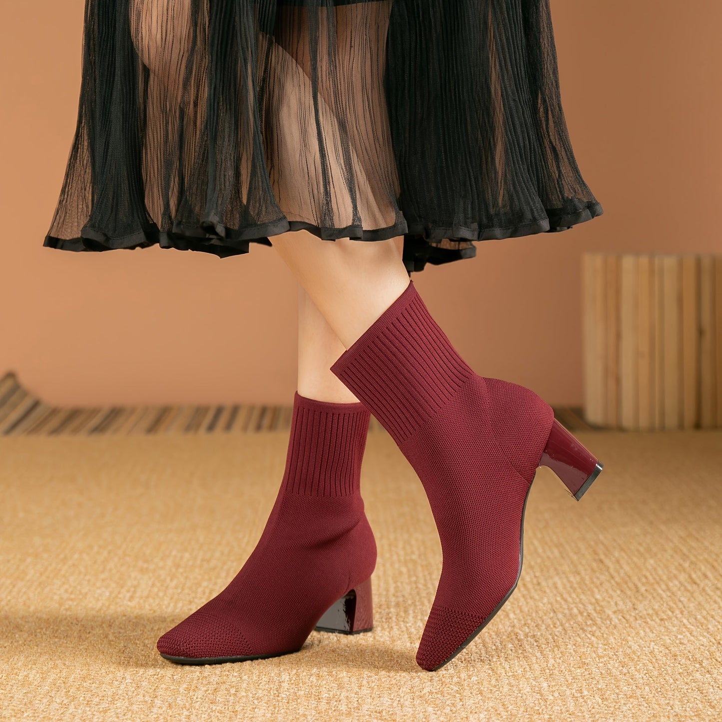 Paulette™ – Comfortable knitted ankle boots with a stable and soft heel