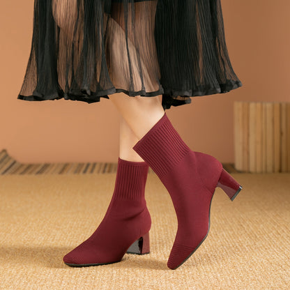 Paulette™ – Comfortable knitted ankle boots with a stable and soft heel