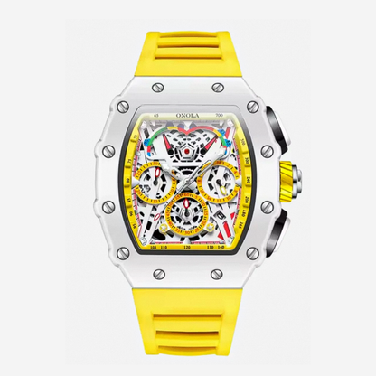 Cairo | Colour-Popped Skeleton Dial Futuristic Watch | 41mm