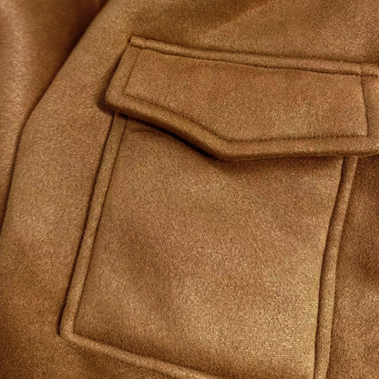 H&L Men's Vintage Winter Lambswool Warm Lapel Multi-pocket Thick Coat