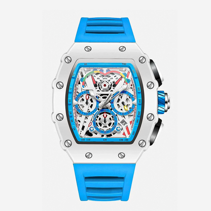 Cairo | Colour-Popped Skeleton Dial Futuristic Watch | 41mm