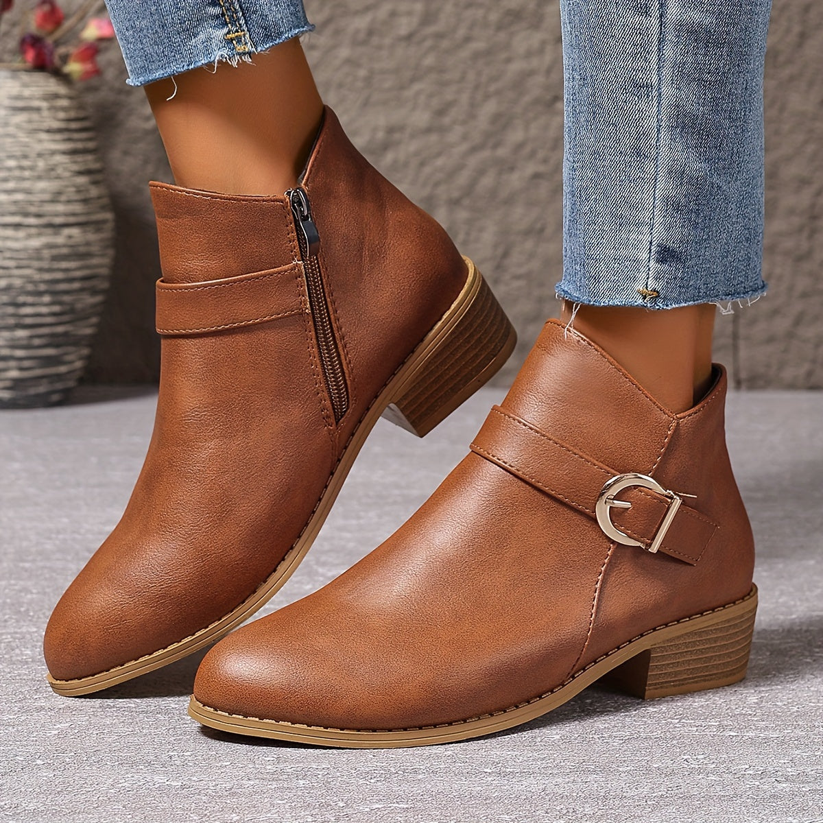 Amélina™ | Comfortable Buckle Ankle Boots for Sensitive Feet