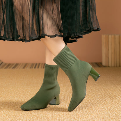Paulette™ – Comfortable knitted ankle boots with a stable and soft heel