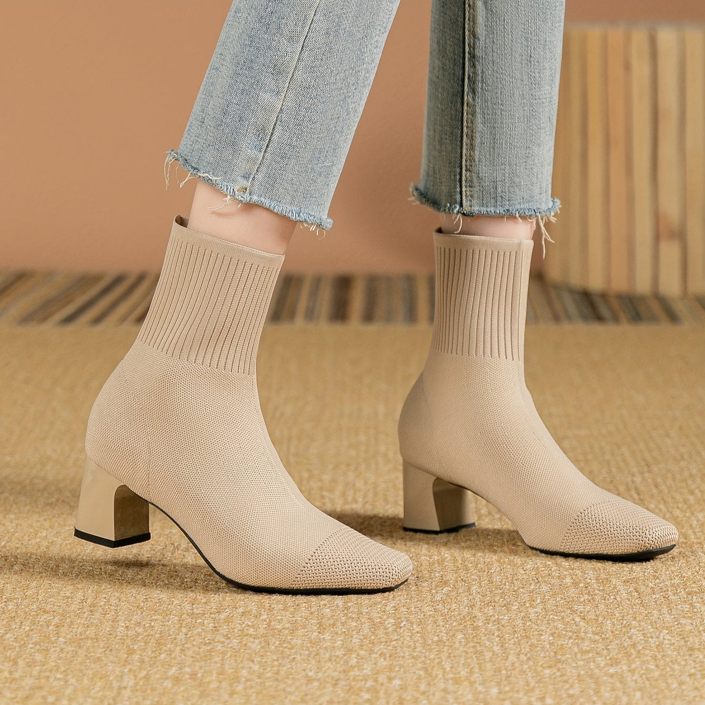 Paulette™ – Comfortable knitted ankle boots with a stable and soft heel