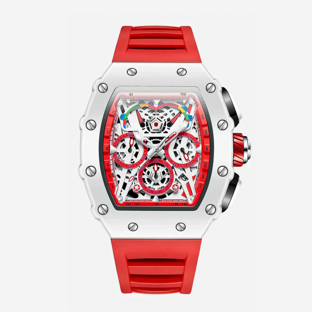 Cairo | Colour-Popped Skeleton Dial Futuristic Watch | 41mm