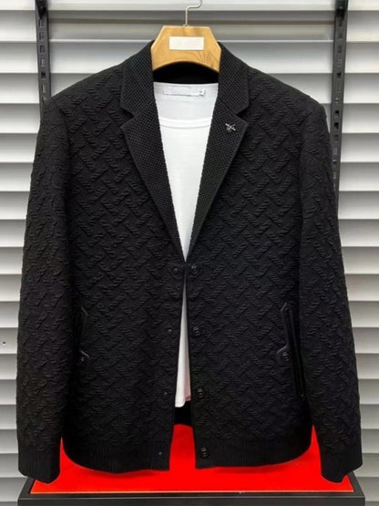 H&L Men's Casual Patterned Sweater Jacket