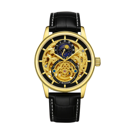 Blake™ | Mechanical Skeleton Watch with Moon Phase Display | 44mm