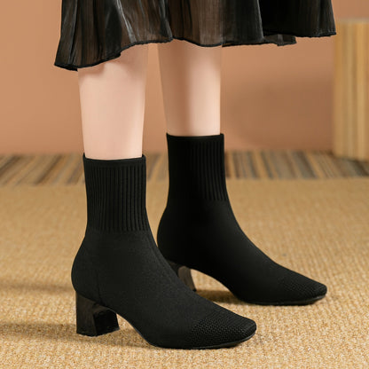 Paulette™ – Comfortable knitted ankle boots with a stable and soft heel