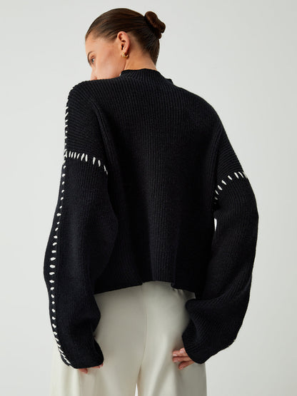Alma | Oversized Turtleneck Jumper with Piqué Details