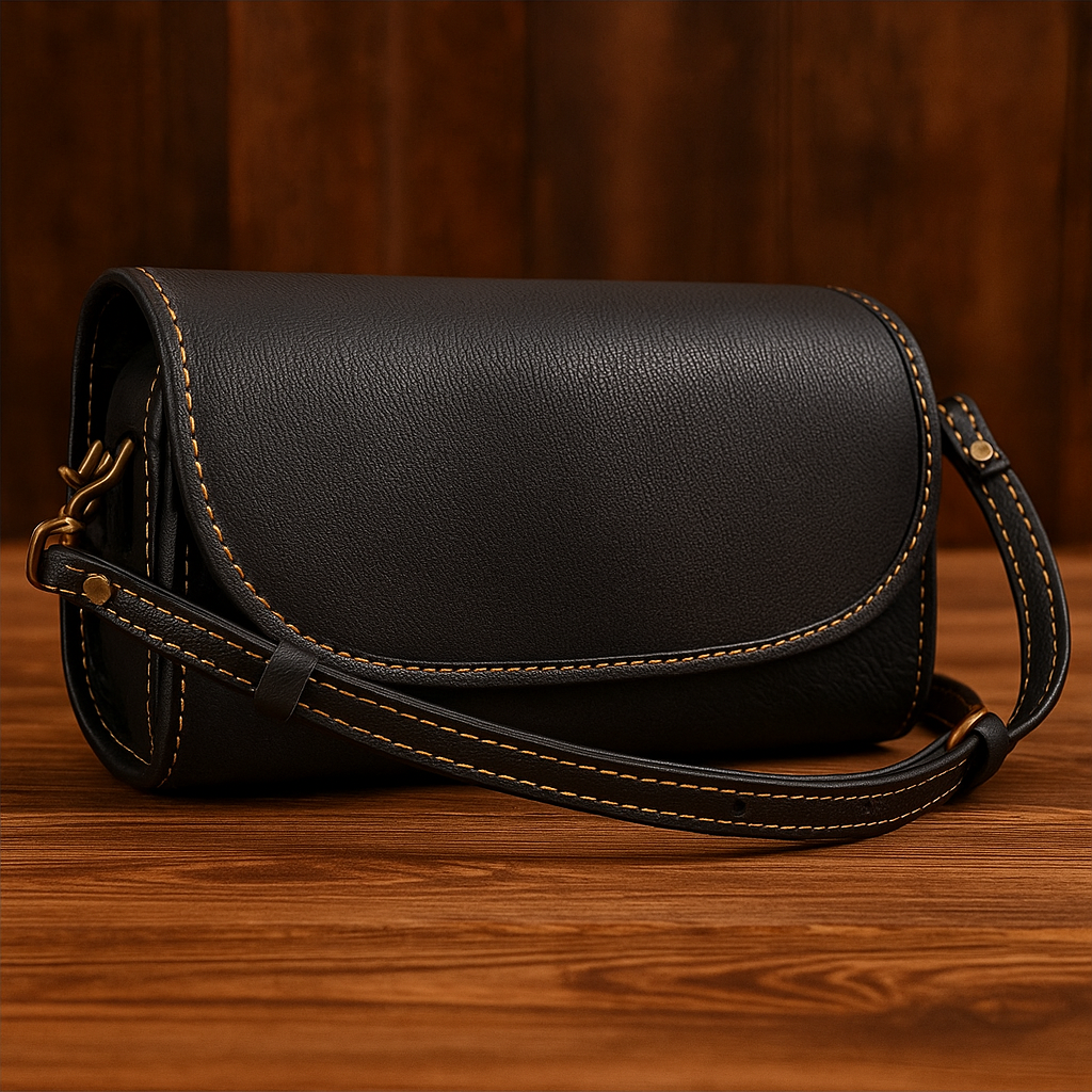 Vintage-style genuine leather crossbody bag for women