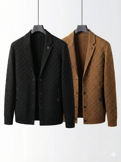 H&L Men's Casual Patterned Sweater Jacket