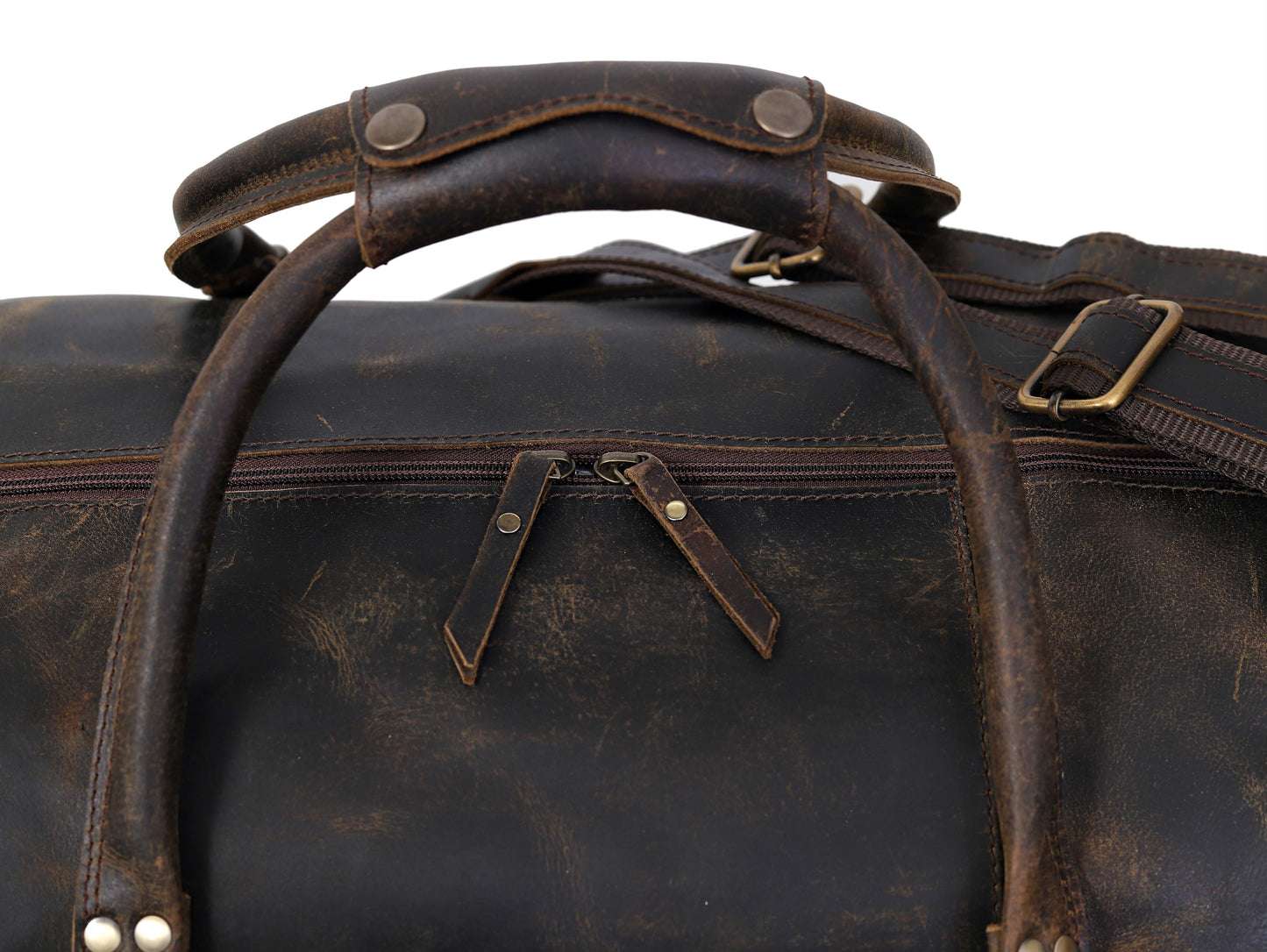 OPALLUXE LEATHER TRAVEL BAG IN VINTAGE BROWN