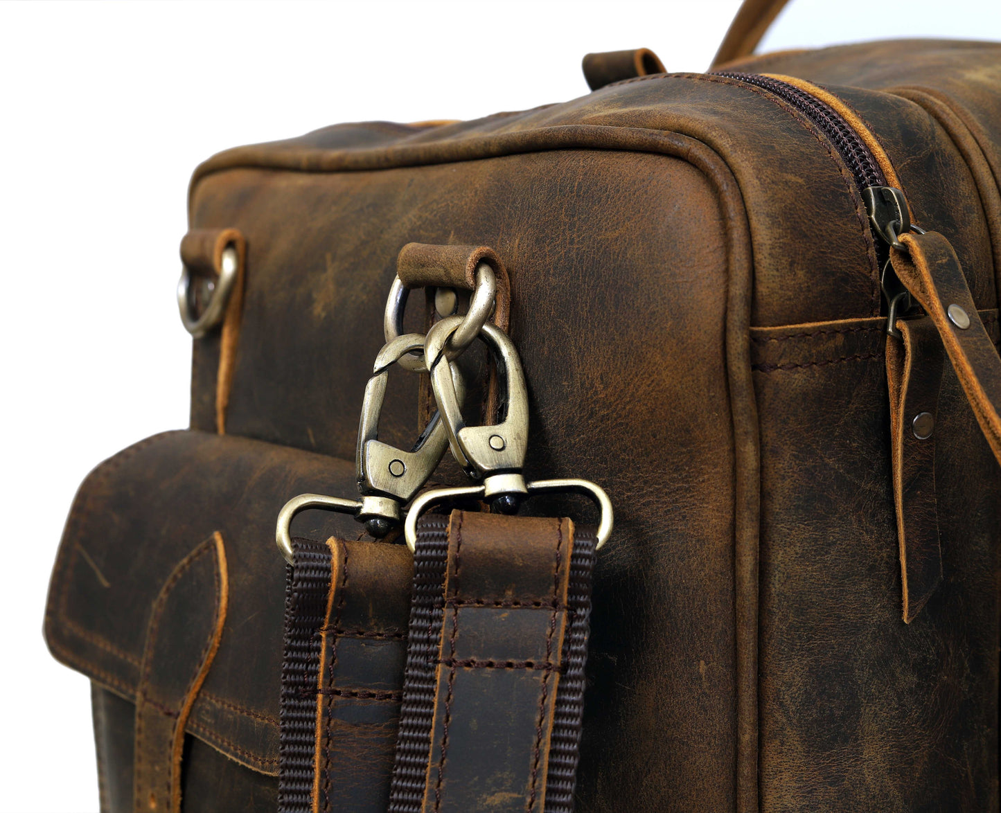 OPALLUXE LEATHER TRAVEL BAG IN VINTAGE BROWN