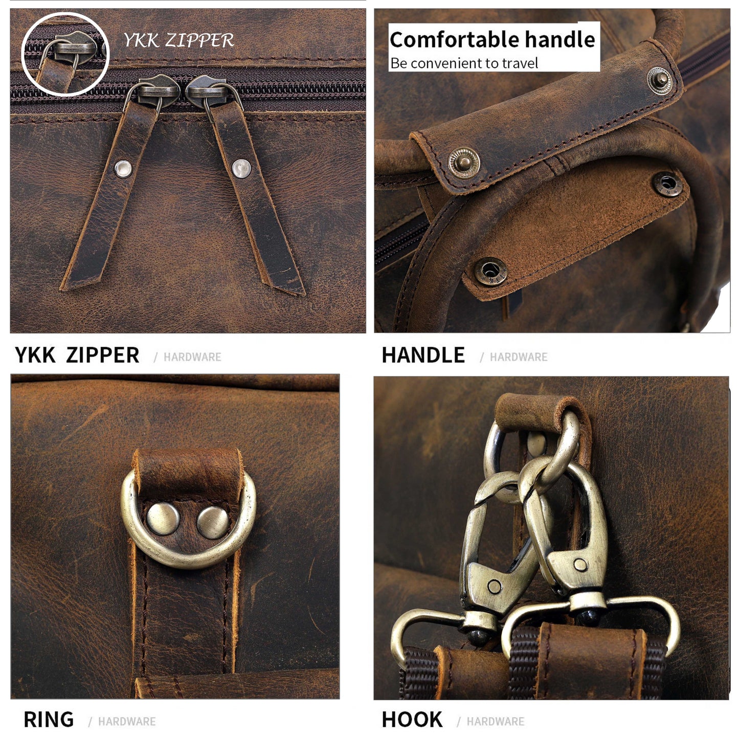 OPALLUXE LEATHER TRAVEL BAG IN VINTAGE BROWN