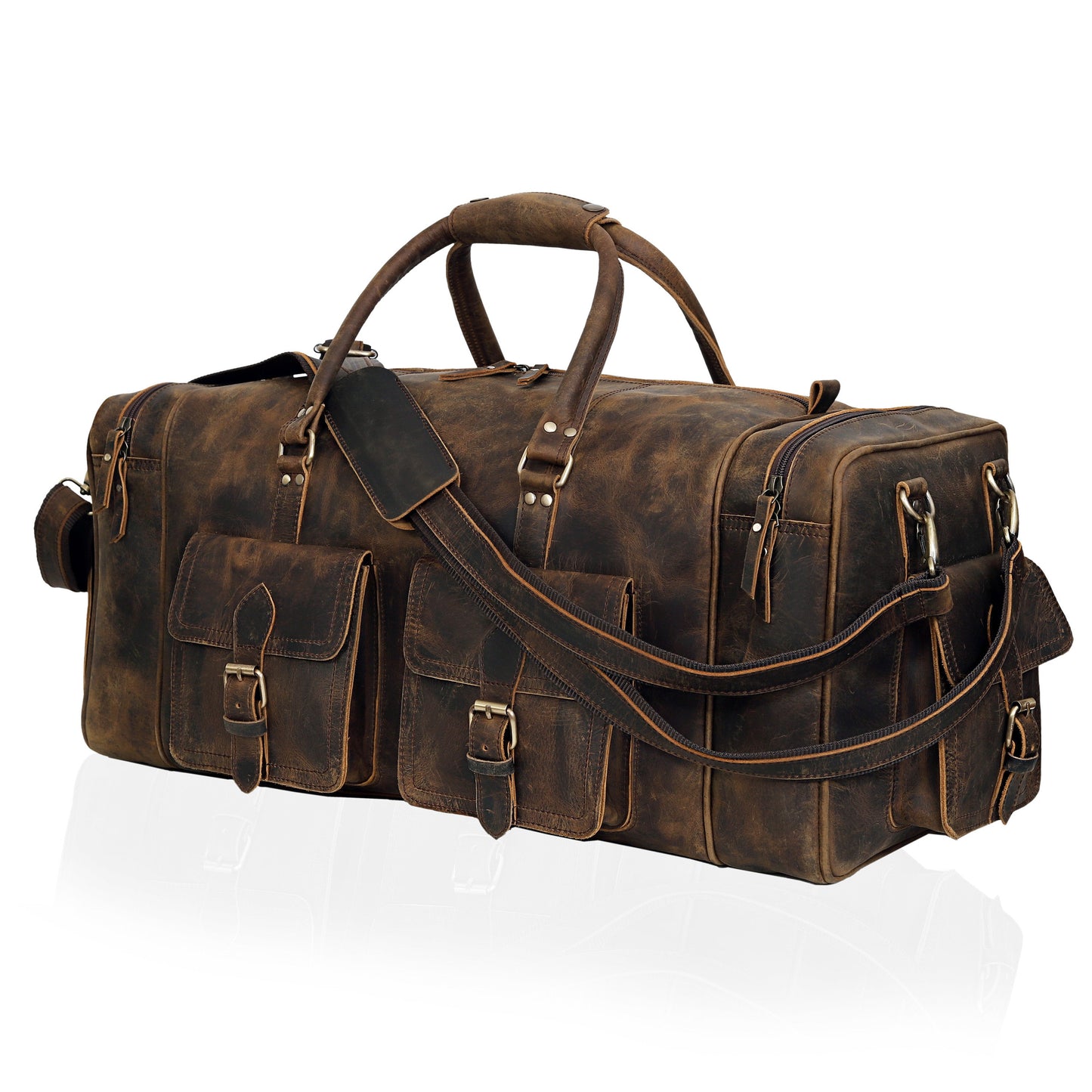 OPALLUXE LEATHER TRAVEL BAG IN VINTAGE BROWN