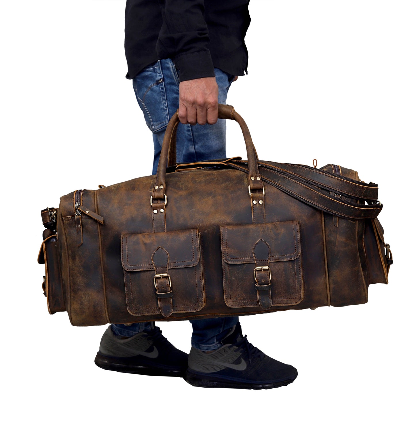 OPALLUXE LEATHER TRAVEL BAG IN VINTAGE BROWN