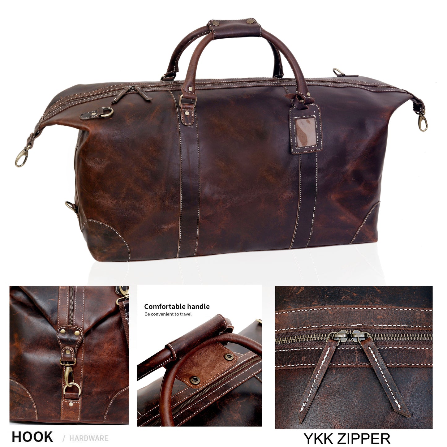 Travel bag made from French leather for men