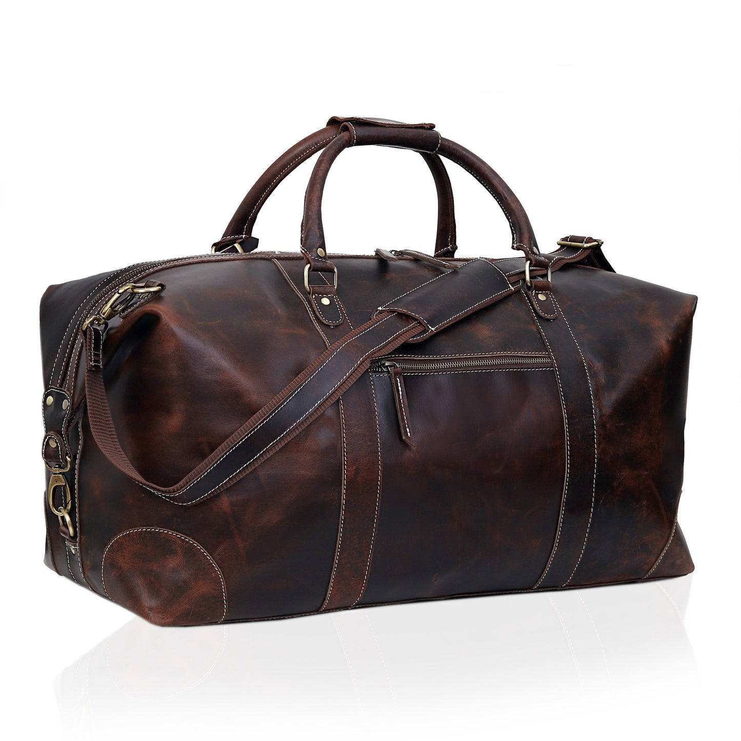 Travel bag made from French leather for men