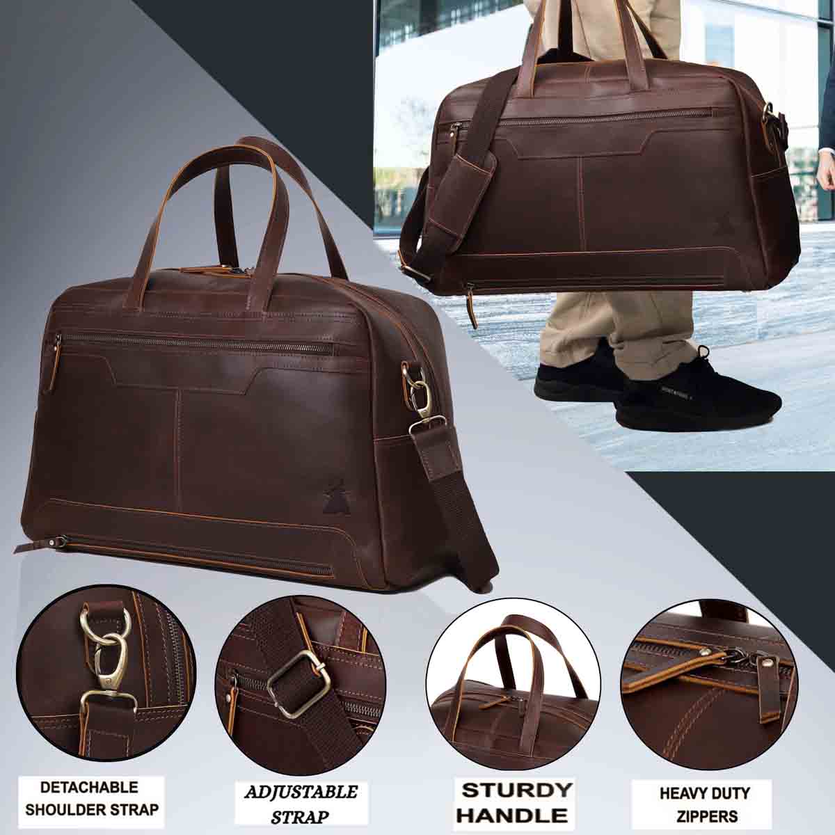 Weekend Travel Bag Walker in Leather