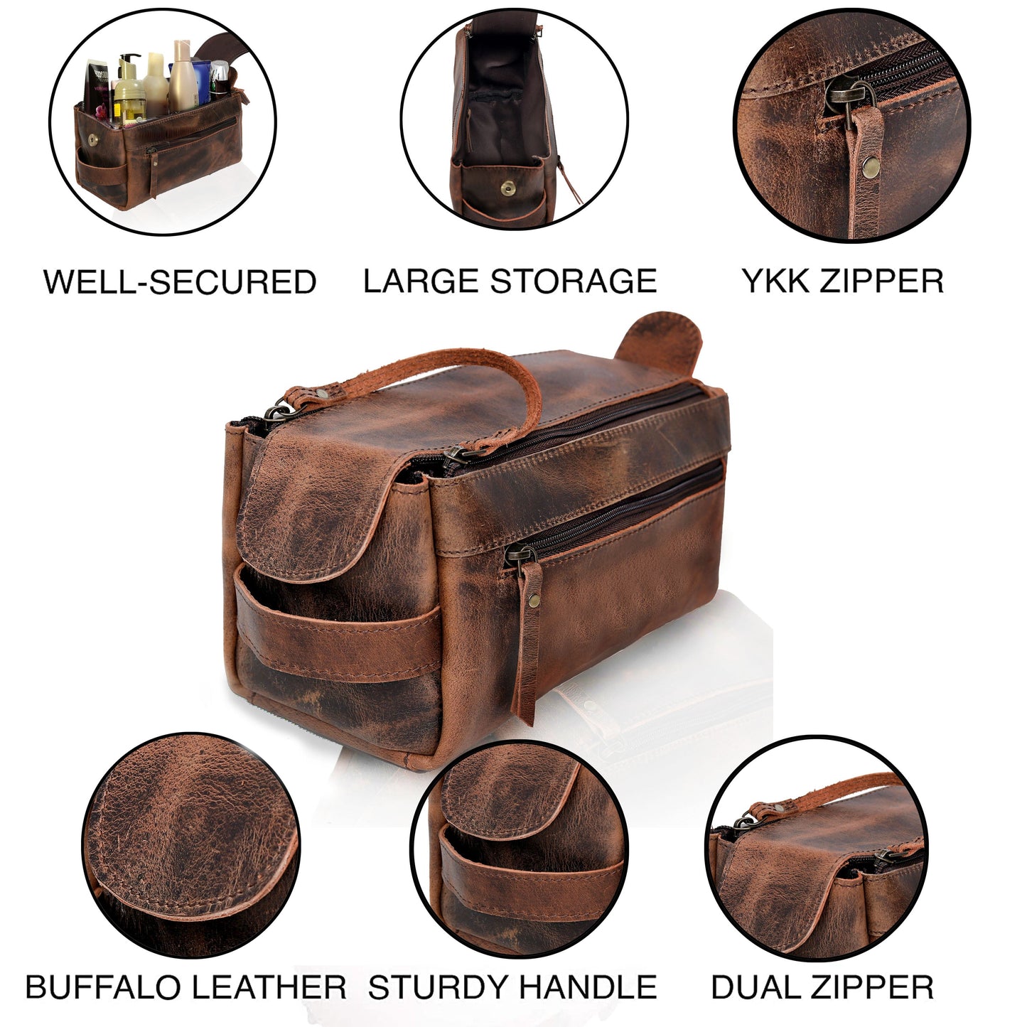 Leather travel bag with wheels