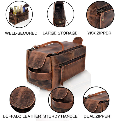 Leather travel bag with wheels
