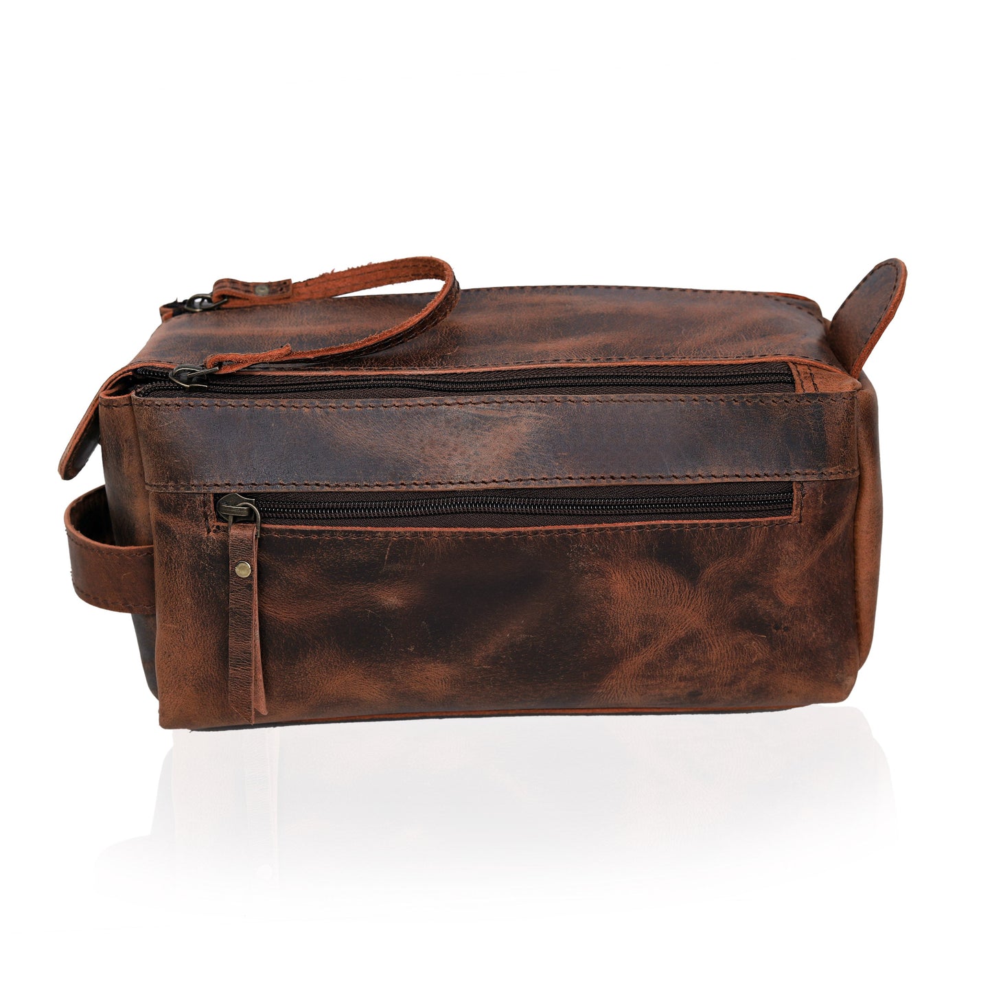Leather travel bag with wheels