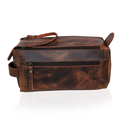 Leather travel bag with wheels