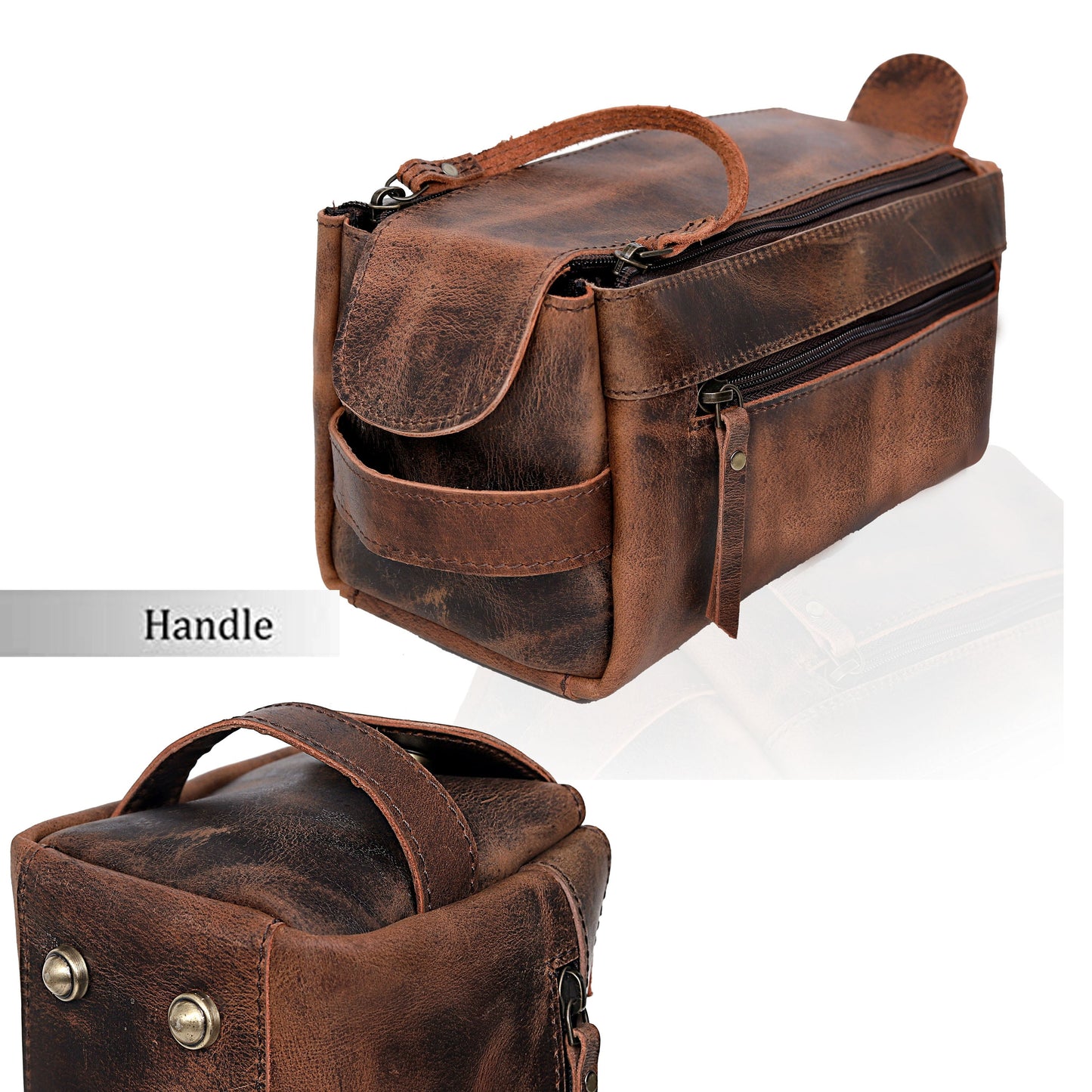 Leather travel bag with wheels